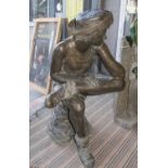 MASSIVE BRONZE FIGURE, of a Dutch girl, signed indistinctly, 88cm H x 55cm.