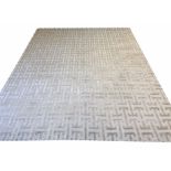 'HOPPEN' SILK CARPET, 300cm x 240cm, geometric silver field.