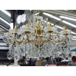 MAISON JANSEN STYLE CHANDELIER, 1950's French inspired gilt, 150cm Drop.