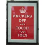 T. WAT, 'Knickers Off and Touch Your Toes', stencil spray stamped 'Genuine T.Wat', 53cm x 73cm.