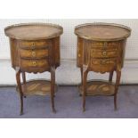 PETITE COMMODES, a near pair, 19th century French marquetry and gilt metal mounted,