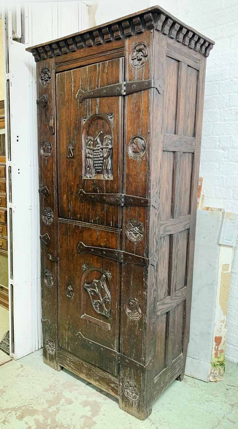 CUPBOARD, 19th century continental oak with earlier, possible 17th century, elements,