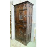 CUPBOARD, 19th century continental oak with earlier, possible 17th century, elements,