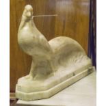 MODEL PHEASANT, alabaster and marble model of a pheasant after Lucian Alliot, 38cm H x 68cm.