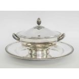 CHRISTOFLE FRANCE, a large tureen and cover, together with a large circular platter.