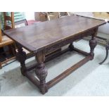 REFECTORY TABLE, 19th century oak, possibly incorporating 17th century elements,