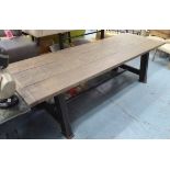 DINING TABLE, vintage American style, one beam base, 270cm x 93cm x 78cm.
