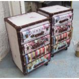 SIDE CHESTS, a pair, vintage style luggage design, fashion house detail, 69cm H.