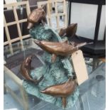 BRONZE, 'The Dolphin Pod', contemporary school, 35cm H.