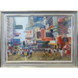 AMANDA CORNISH (Contemporary British) 'Nathan Road', oil on canvas, signed lower right,