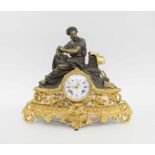 ANTIQUE FRENCH CLOCK, classical design in ormolu and bronze clock signed Demuer du Roi.