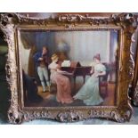 A. STEPHAN 'The Music Lesson', oil on canvas, signed lower left, 45cm x 55cm, framed.