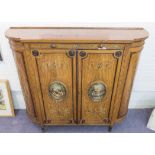 SIDE CABINET, late Victorian Sheraton Revival satinwood, by T.H.