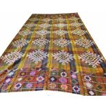 ANATOLIAN KILIM, 370cm x 213cm, hooked medallions on a tartan field.