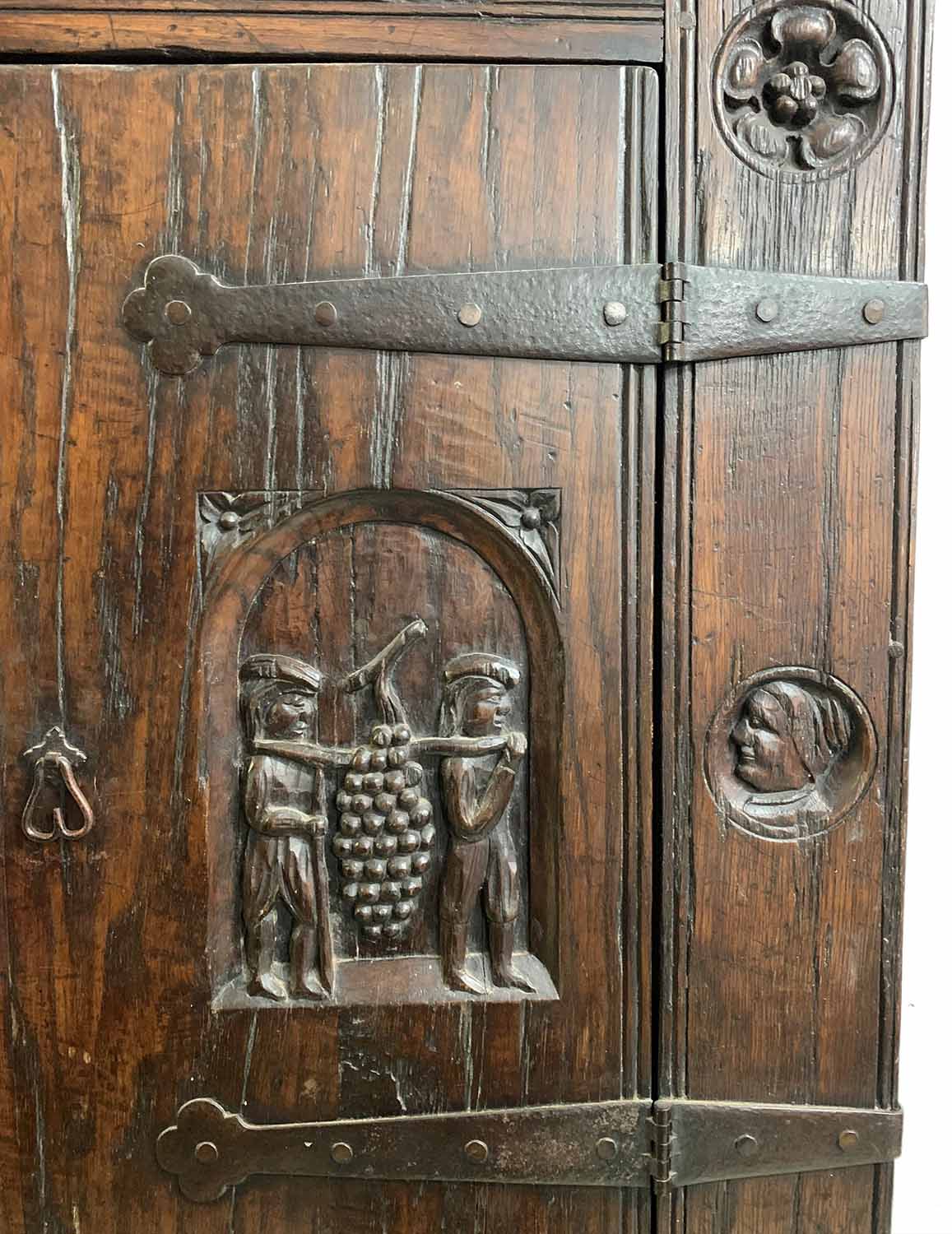 CUPBOARD, 19th century continental oak with earlier, possible 17th century, elements, - Image 2 of 2