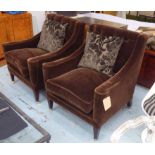 GEORGE SMITH CHAIRS, a pair, mohair velvet feather cushions, cost £9656 new, 80cm x 76cm x 89cm H.