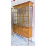 DISPLAY CABINET ON STAND, Edwardian Sheraton Revival satinwood,