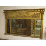 OVERMANTEL, Regency gilt wood and gesso moulded with sphere cornice, classical frieze,