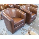 TUB ARMCHAIRS, a pair,