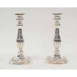 CANDLESTICKS, a pair, of antique silver London 1899, retailed by Sorleys Glasgow.