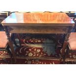 TEA TABLE, mid 19th century Continental mahogany, fold over top above carved fluted tapering legs,