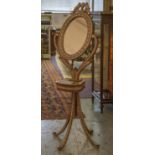 DRESSING MIRROR, Anglo Indian hardwood and bone inlaid with adjustable oval mirror on stand,