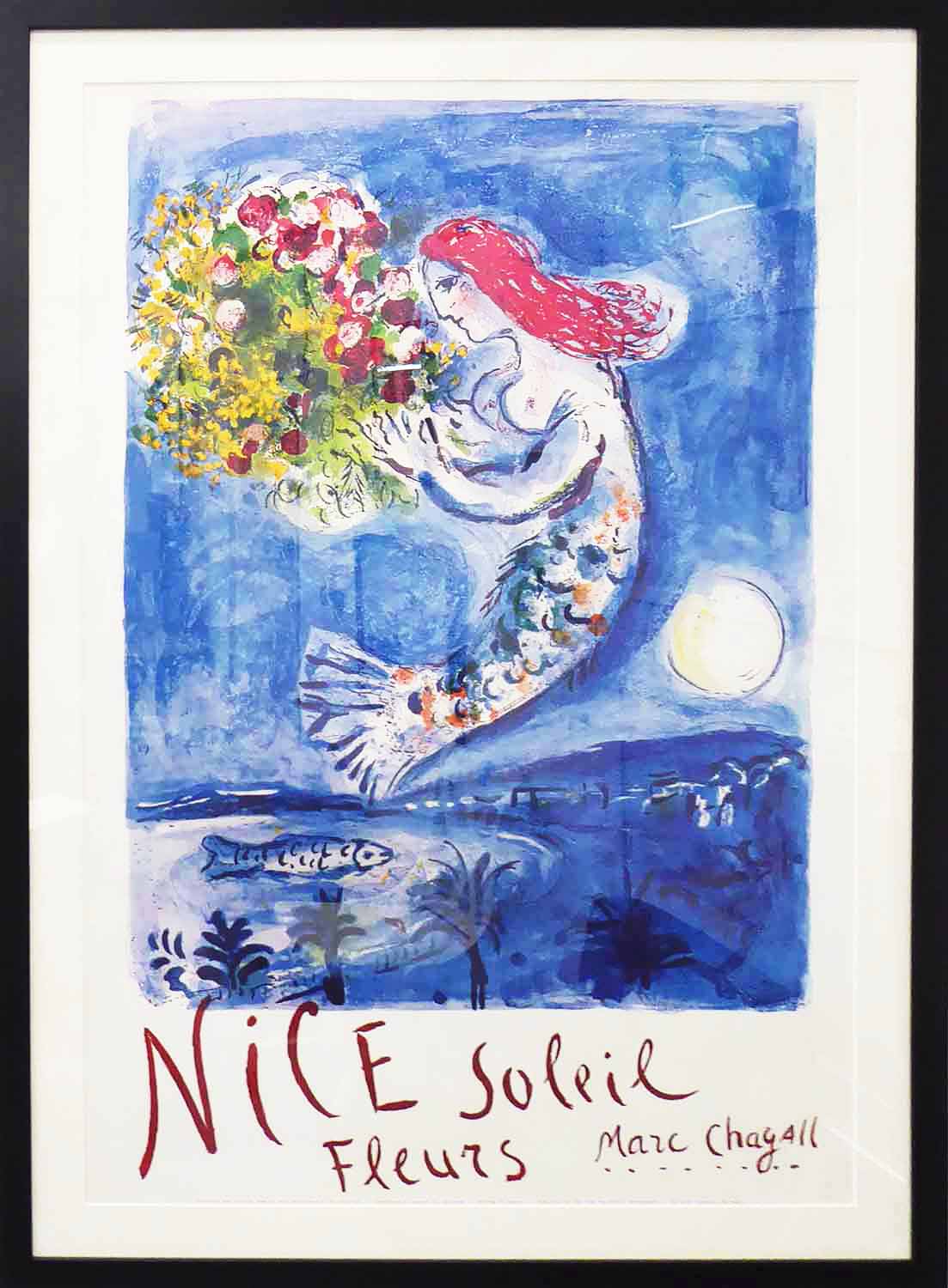 MARC CHAGALL 'Nice Soleil Fleurs', lithograph in colours, 1962, printed by Mourlot Paris,