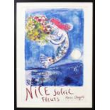 MARC CHAGALL 'Nice Soleil Fleurs', lithograph in colours, 1962, printed by Mourlot Paris,
