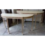 CONSOLE TABLES, a pair, Regency revival,