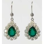 FINE EMERALD AND DIAMOND EARRINGS,