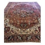 ANTIQUE HERIZ CARPET, 390cm x 290cm, Serapi design.