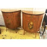 DEMI LUNE SIDE CABINETS, a pair,
