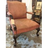 GAINSBOROUGH ARMCHAIR, George III manner mahogany,