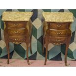 BEDSIDE CHESTS, a pair, French Louis XV style kingwood,