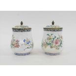 CANTON ENAMEL QIANLONG (1736-1795), a pair of fine famille rose jars,