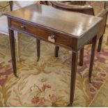 WRITING TABLE, George III mahogany with single frieze drawer and square tapering supports,