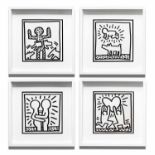 KEITH HARING 'Leaping Dog', 'Love' 'Romance' and 'Dog and Radiant Baby', 1982,