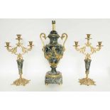 ANTIQUE ORMOLU AND MARBLE LAMP,