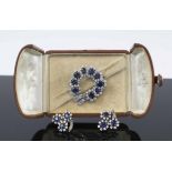 NICOLETTI MILAN SAPPHIRE AND DIAMOND BROOCH AND EARRRINGS,