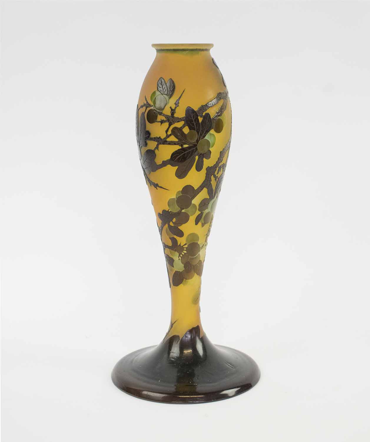 EMILLE GALLE (1846-1904), peaches Cameo glass lamp base, circa 1920, signed Galle.