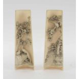 A SUPERB PAIR OF ANTIQUE CHINESE IVORY WRIST WRESTS,