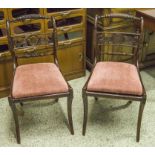 DINING CHAIRS, a set of ten, Regency beechwood simulating rosewood and brass inlaid,