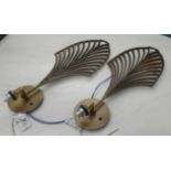 PORTA ROMANA PLUME WALL LIGHTS, a pair, 51cm H.