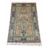 FINE SIGNED SILK AND GOLD THREAD RUG, 145cm x 100cm.