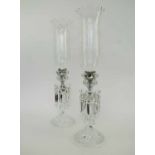 BACCARAT CRYSTAL FRANCE, a pair of storm lamp lustres with acid etched shades, circa 1970,