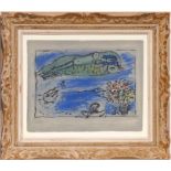 MARC CHAGALL 'Poisson volant',1958, pochoir signed in the plate edition 300, printed by Jacomet,