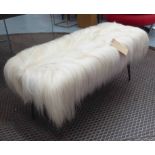 ALLISON MAY GOAT SKIN BENCH, 2005, signed and dated underneath, 48cm H.