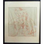 ULI NIMPTSCH (1897-1977) 'Two nudes', pencil and crayons drawing, 40cm x 50cm, framed.