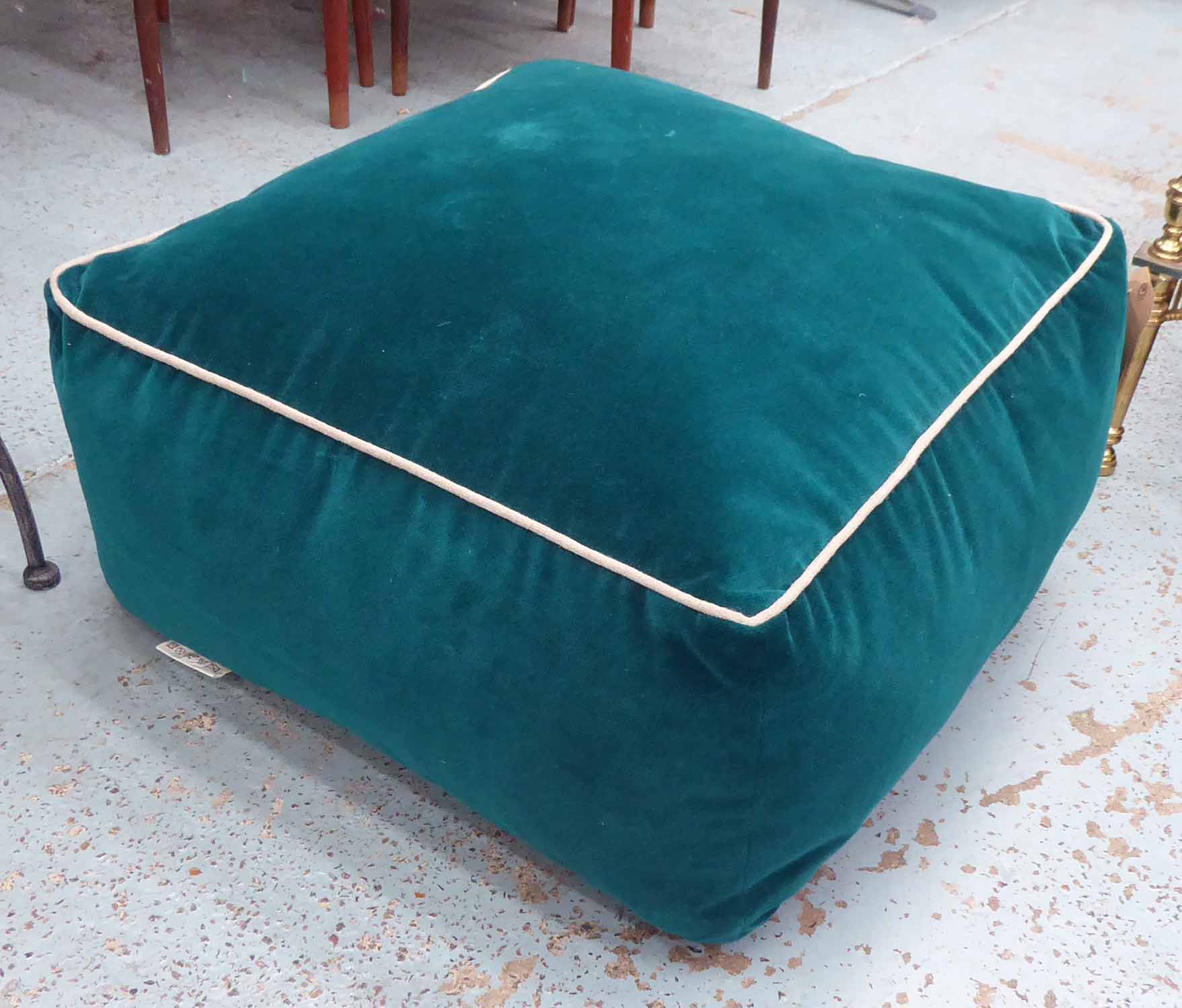 FLOOR CUSHION, velvet with piped detail, 62cm x 62cm x 36cm H.