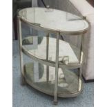ETAGERE, silvered frame with three oval mirrored tiers, 67cm H x 66cm W x 40cm D.
